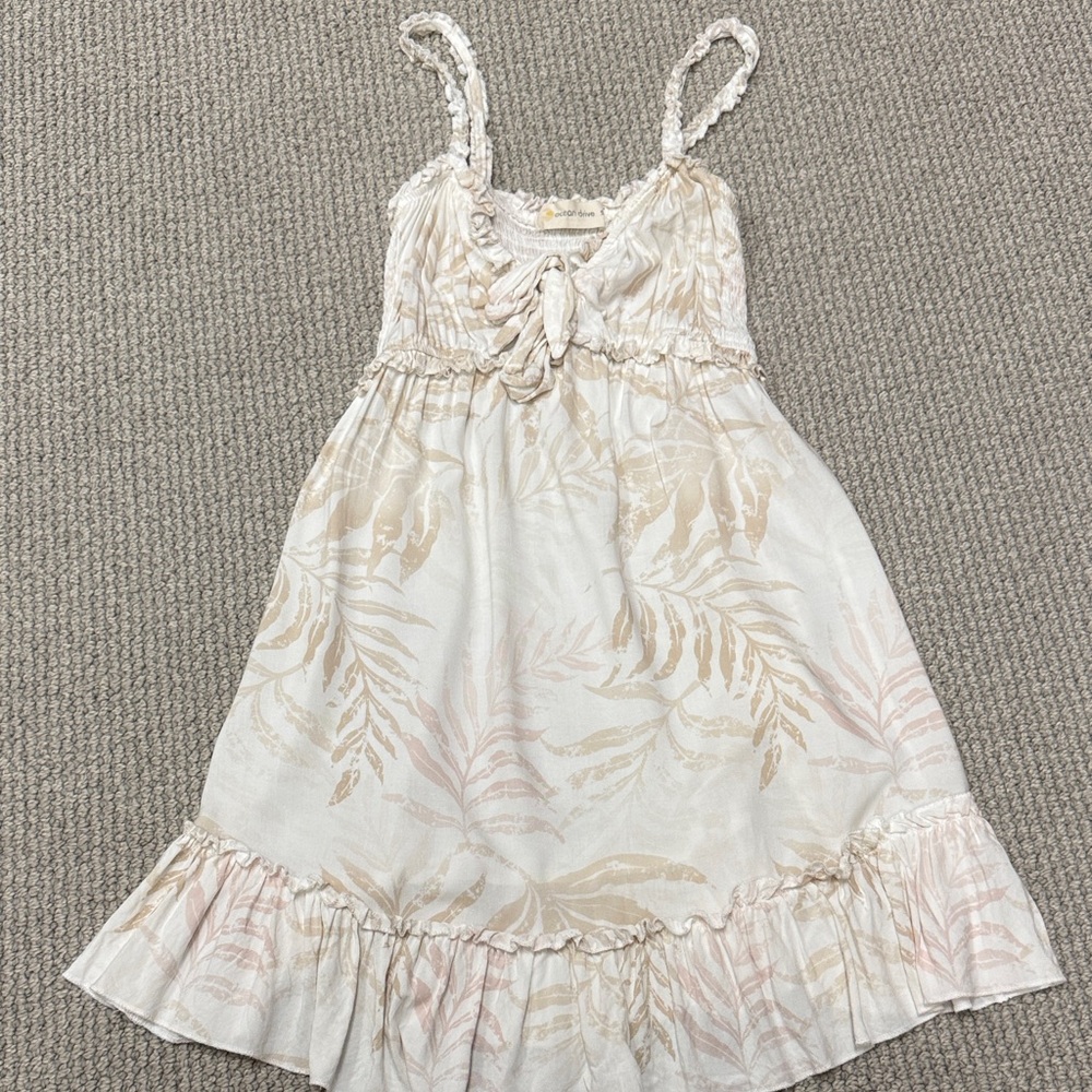 Cream Floral Ruffle Sundress, Size Small